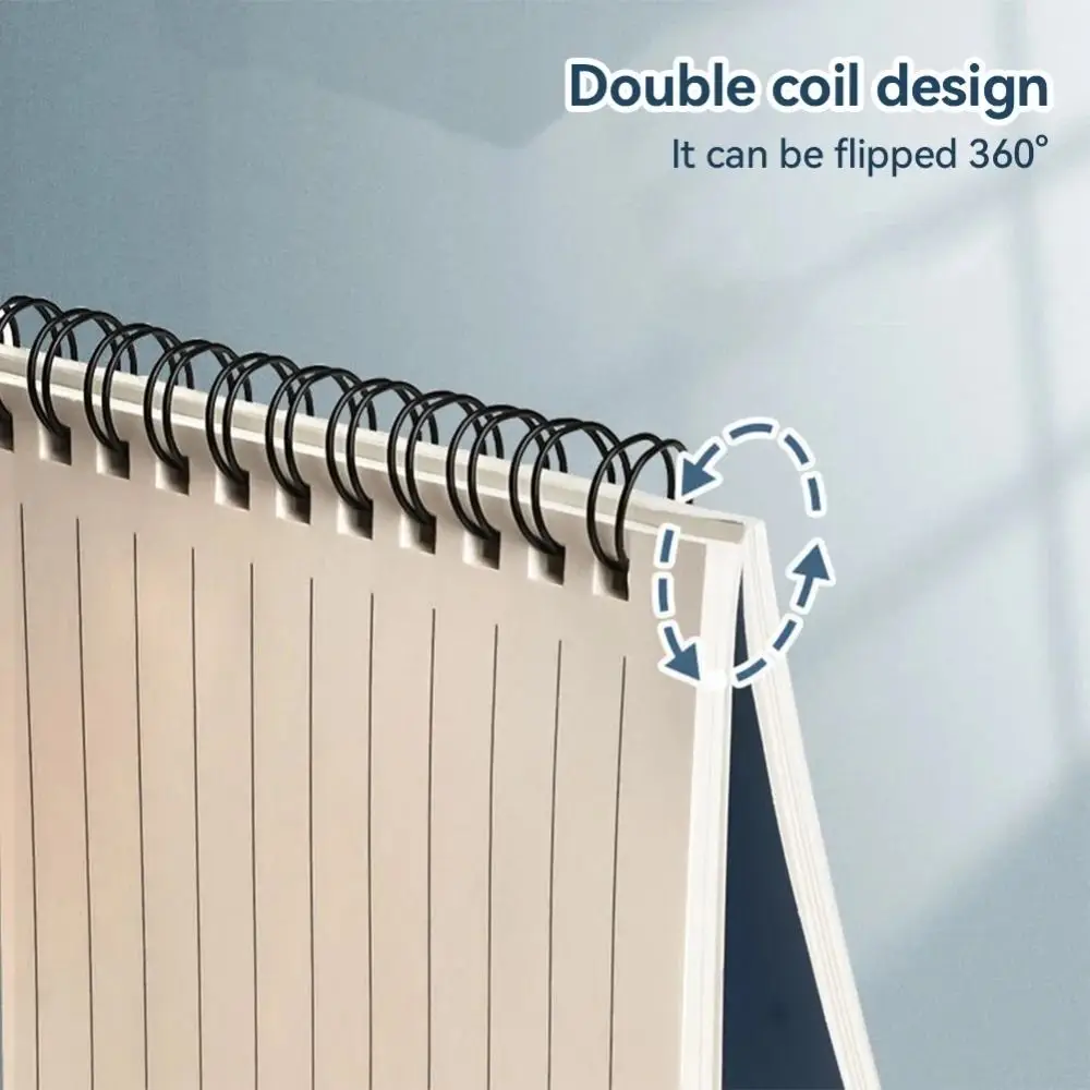 Double Coil Design Spiral Notebook Thick Paper 60 Sheets A5 Notebook Simple Art Style Lined Inner Pages Loose Leaf Notebook