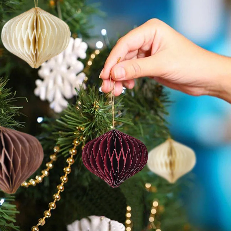6 Stücke Weihnachtsbaum Papier Waben Hängende Dekoration Laterne Anhänger Home Party Geburtstag Hochzeit Dekor Ornament Einfache Montage