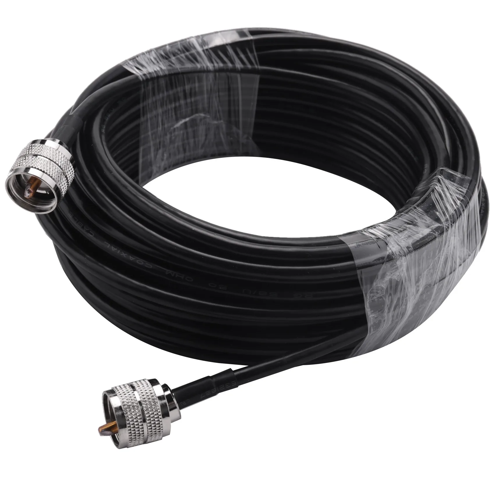 AB47-2 Pcs 15M UHF Coaxial Cable RG58 Coax Cable PL259 Cable 50 Ohms CB Radio Antenna Cable UHF Male To UHF Male Low Loss UHF