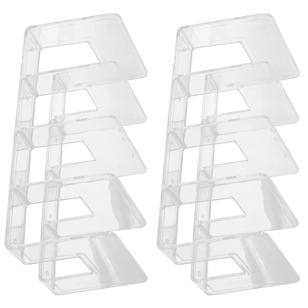 Multifuncional plástico transparente Bookend, conveniente, 4 prateleiras, escritório, suporte multi-função, 2 pcs