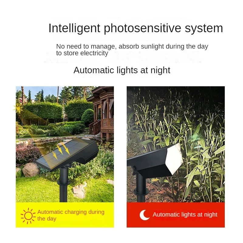 Solar outdoor lawn spotlights waterproof automatic adjustable garden landscape spotlights household villa wall lights