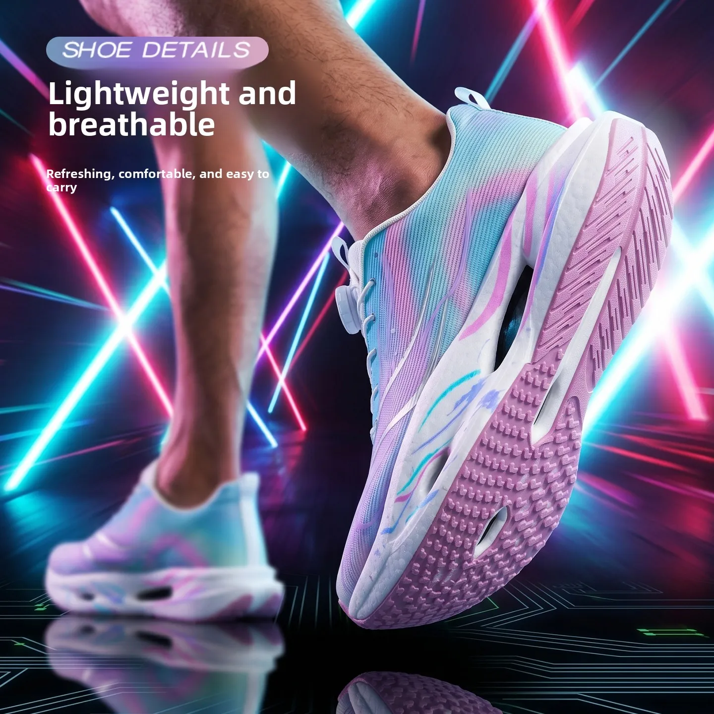 Men Sports Speciality Running Shoes Rotating Buckle Marathon Breathable Lightweight Women Comfortable Athletic Nonskid Sneakers