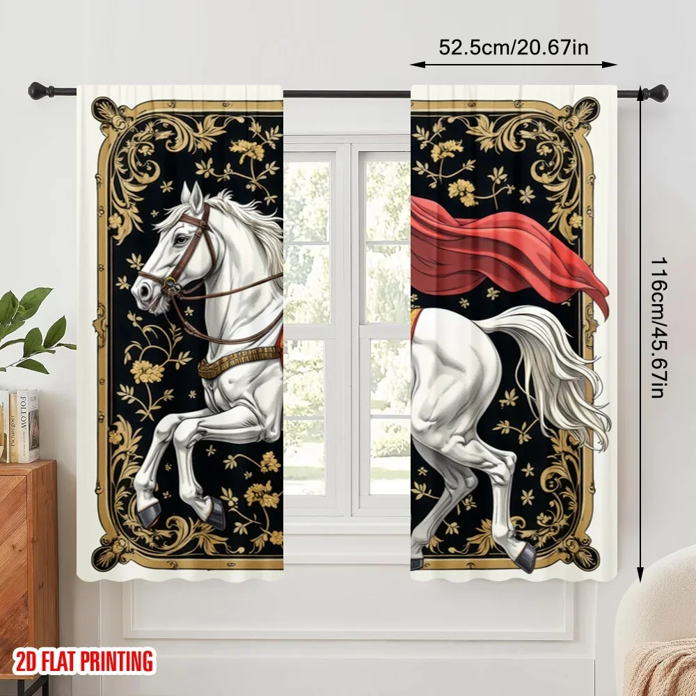 2pcs,2D plane printing Pattern Curtains Gallant Knight Rider Versatile Durable Polyester (without rod) Home Decor Use for Living
