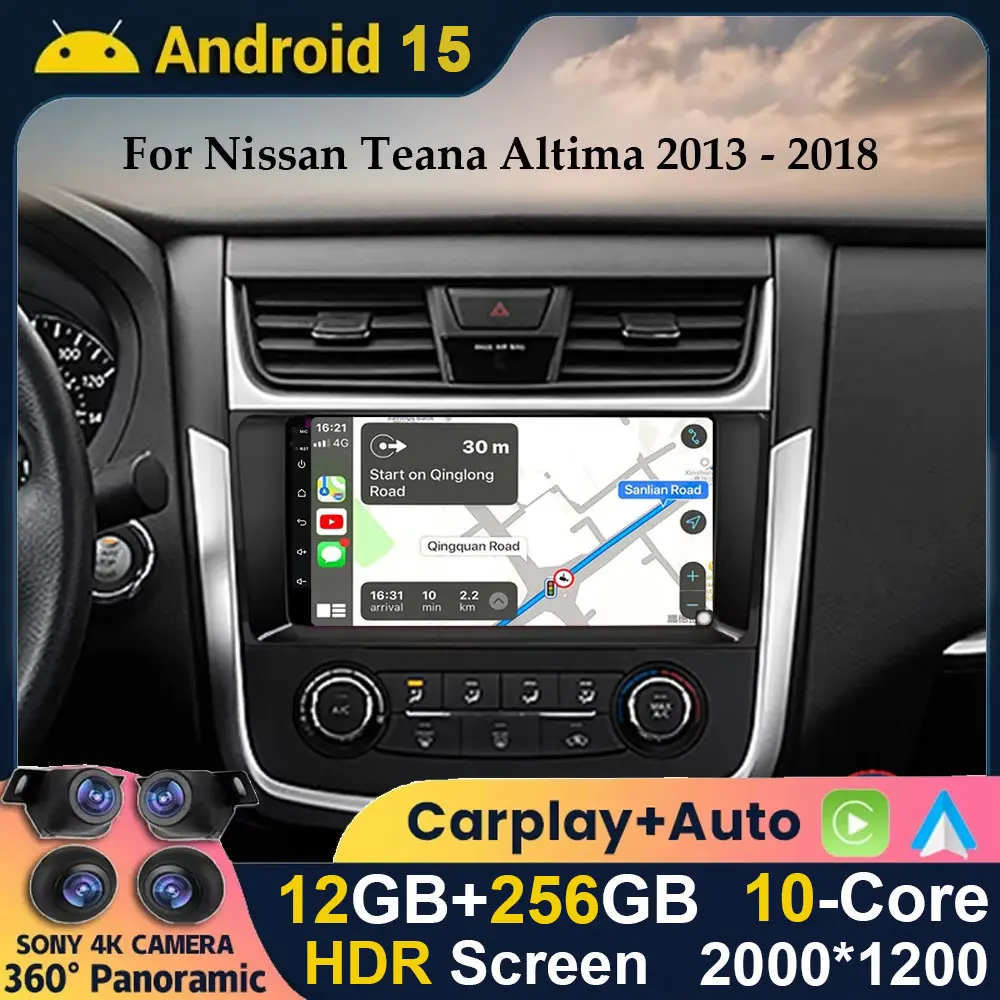

9" Android 15 For Nissan Teana 3 Altima 5 L33 2013 - 2018 Car Radio Multimedia Video Player Navigation GPS Wireless Auto Carplay