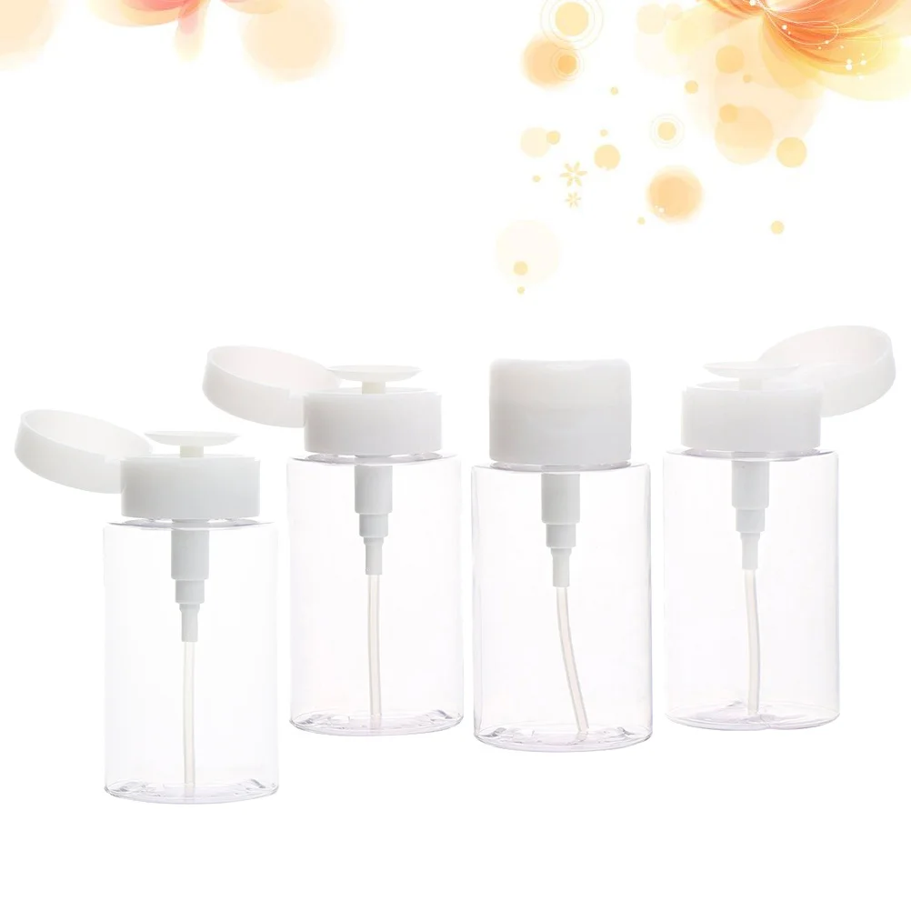 

4Pcs Makeup Remover Bottles Portable Travel Pump Press Plastic Spray Dispensing Container 160Ml Lid Makep Remover Bottle