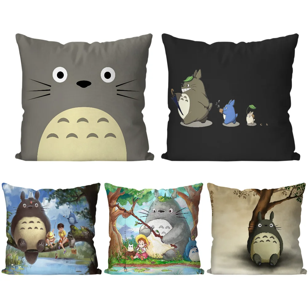 

1 шт., наволочка с рисунком T-Totoro, квадратная подушка, диван для спальни, удобная подушка для отдыха, автомобиль, гостиная, домашний декор 40X40