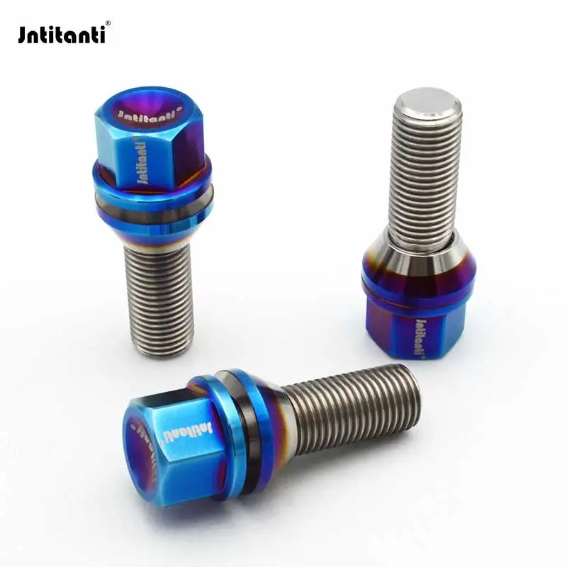 Jntitanti 17mm Hex Concave Head Floating Cone Seat Gr.5 Titanium Wheel Bolt M14x1.5 for European Cars Wheel