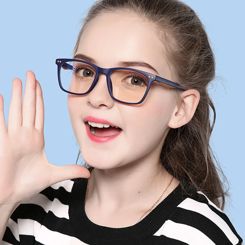KOCOLIOR 2025 TR90 Children's Anti Blue Light Glasses for Boys and Girls Simple Small Square Frame Computer Dual Color Glasses
