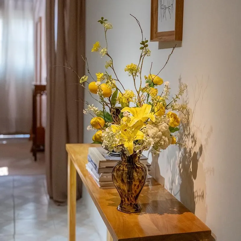 Elegant Artificial Lily Bouquet for Home Decor Realistic Fake Flowers Arrangement for Living Room Dining Table Centerpiece