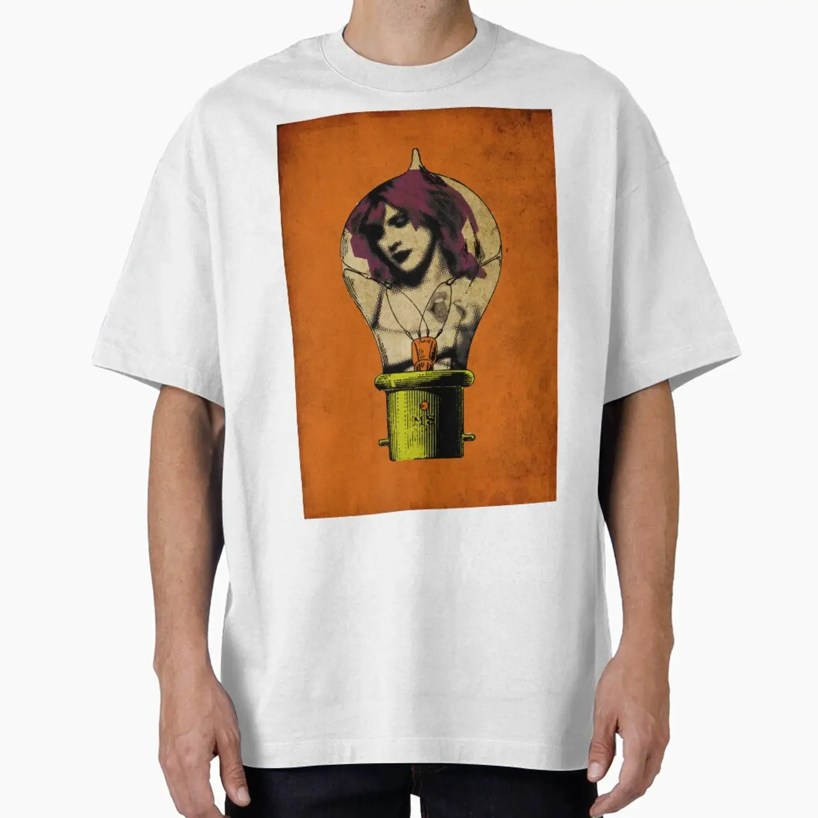 Source of light Oversized T Shirt vintage Washed Comfortable fashion homme graphic Stylish Unisex Stretched Casual Slightly
