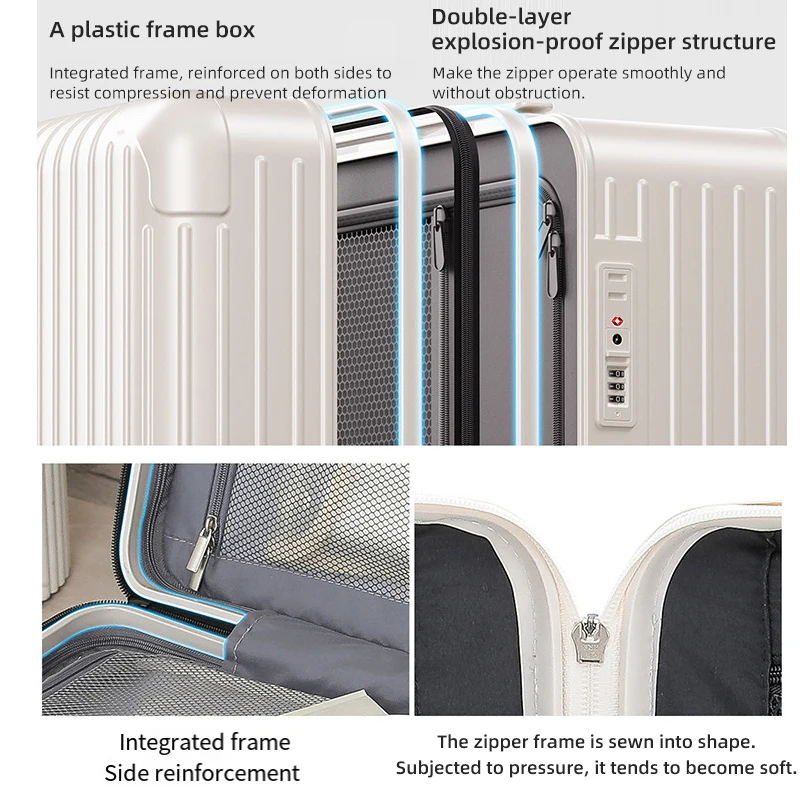Koper Plastik Proses Baru 20-inci Bagasi Kabin 28-inci Koper Troli Tebal Kapasitas Besar Tas Perjalanan dengan Kunci Sandi