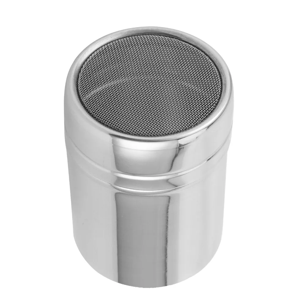 2pcs 304 Stainless Steel Powdered Sugar Shaker Fine Mesh 195ml/345ml Flour Sifter Duster With Lid Fine Mesh Dredge For Cooking