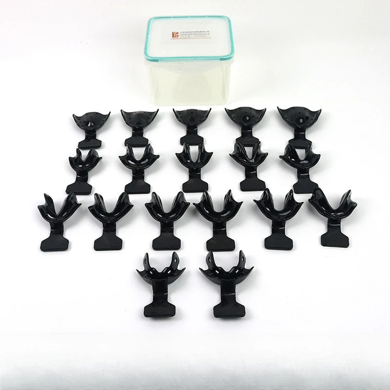 

18Pcs/Set Dental Impression Trays Frame Cut Back Tray Edentulous Jaw Dental BPS 130℃ Clear Repeated Use Denture Made