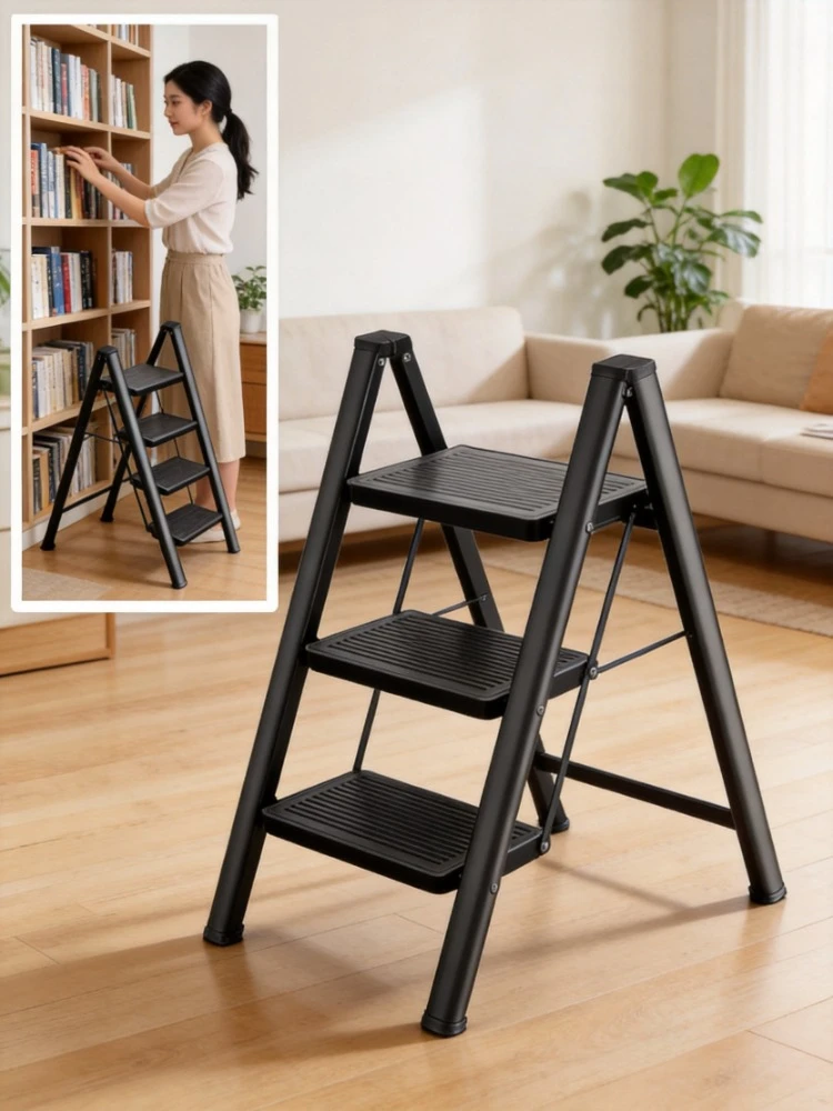 Thickened 3 Step Ladder Stool Multifunctional Folding Herringbone Indoor Portable Telescopic Household Ladder