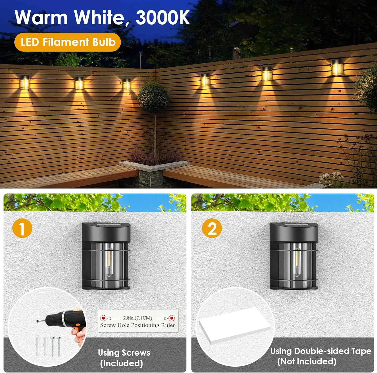 Led Zonne-Wandlamp, Hek Licht, Solar Binnenplaats Decoratief Licht, Buitenverlichting Waterdicht, Solar Led Buitenverlichting