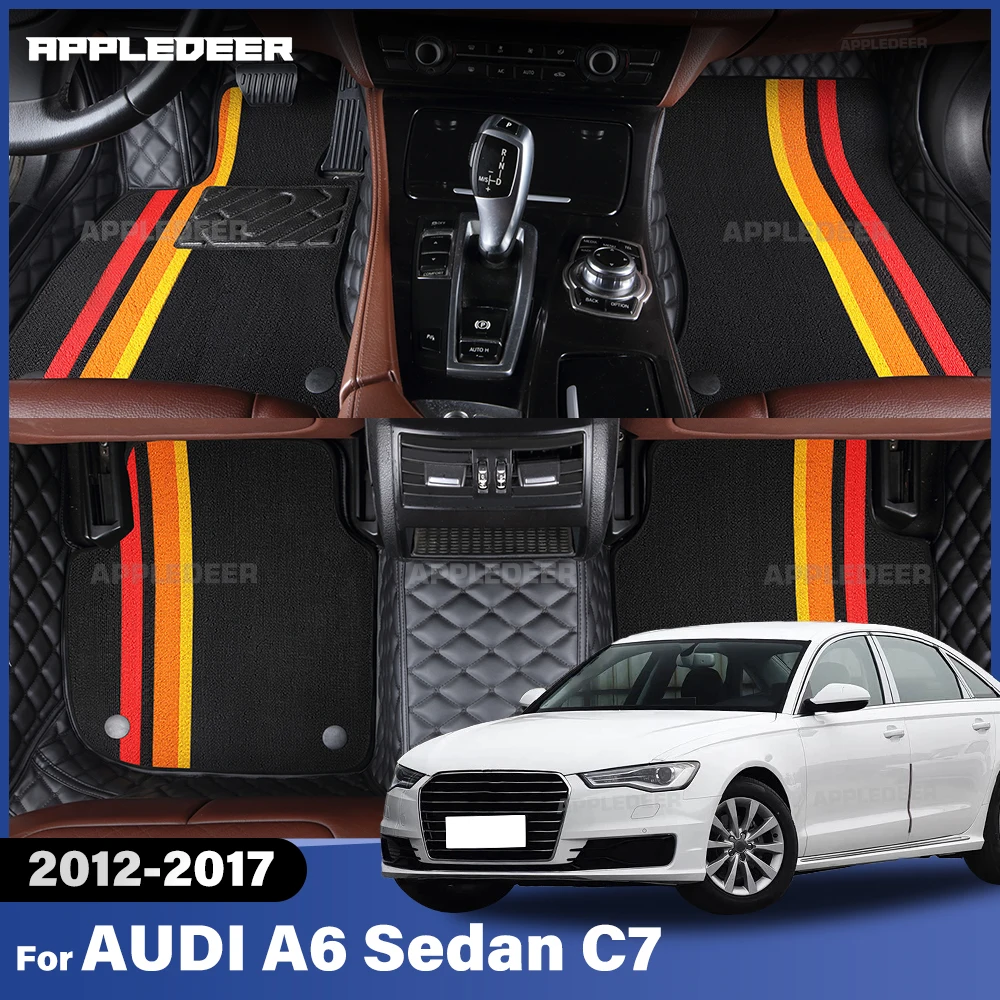 For AUDI A6 Sedan C7 2012-2017 Double Layer Car Floor Mats Custom Auto Carpet Cover Interior Accessories