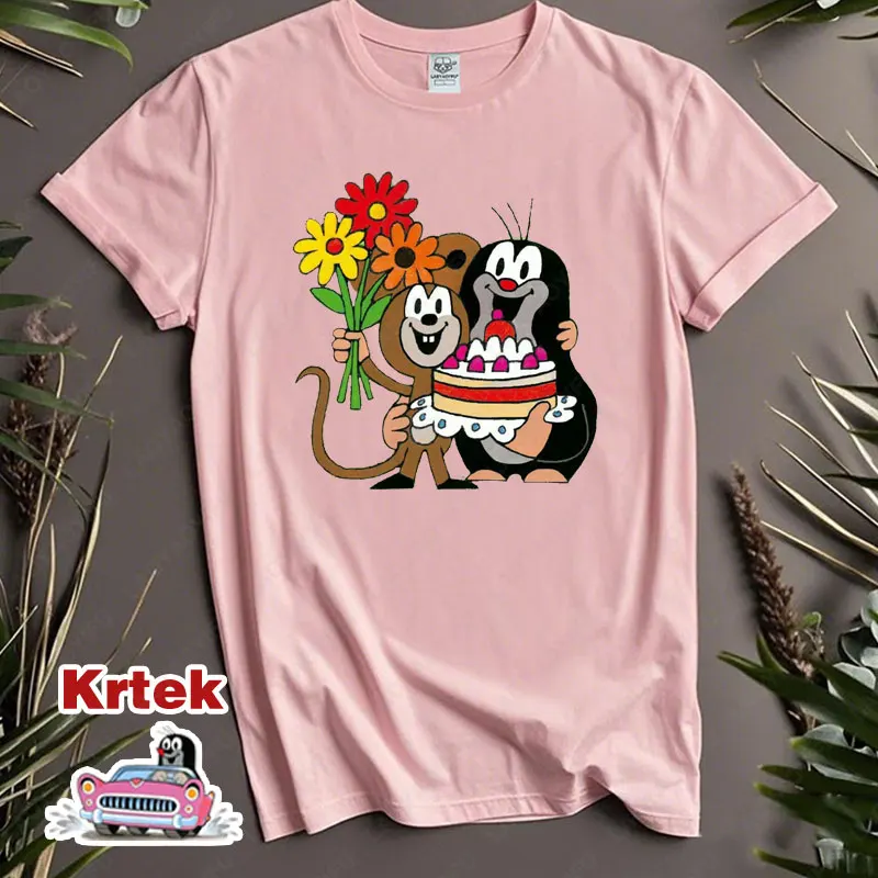 Cute Female Krtek The Mole Story Cake Friend Shirt Vintage Women Men Tshirts Harajuku Casual Feminine Clothes Cotton Kawaii Tops