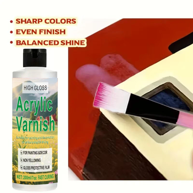 High Gloss Acrylic Varnish -Clear Protective Coating, Non-Yellowing Waterproof & Anti-Cracking Sealant for Paintings,Jewelry Mak