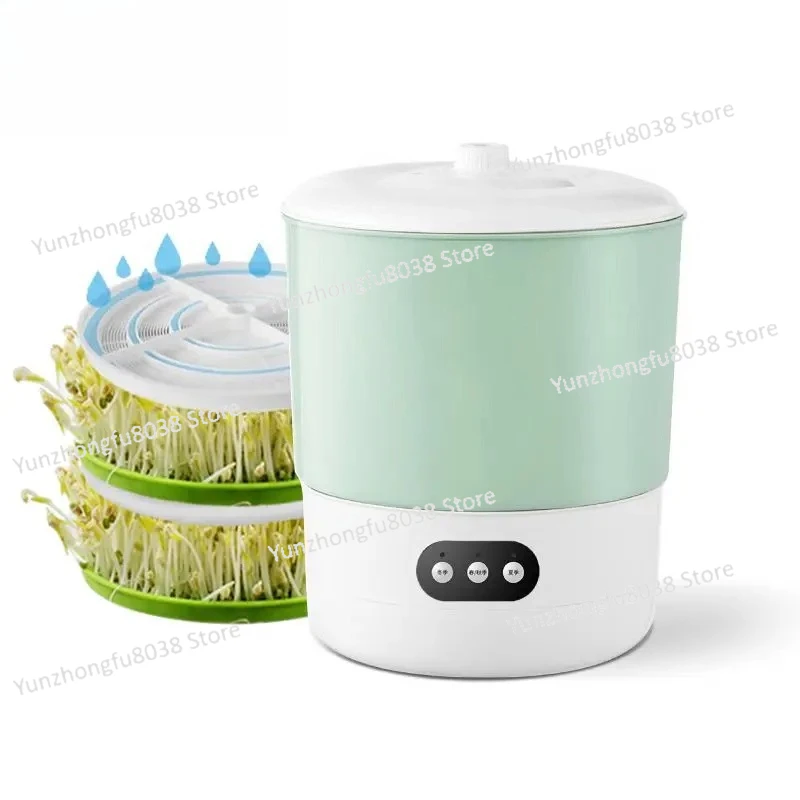 

2 Layer Thermostatic Bean Sprouts Maker with Pressure Plate Automatic Water Circulation Bean Soaking Sprouting Shaded Incubator