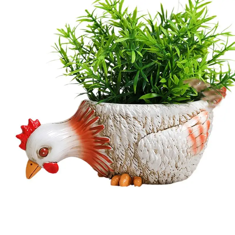 Rooster Planter Animal Succulent Pots Duck Flower Pot Statue Resin Indoor Plant Container Succulent Flowerpot Plants Bonsai Pots