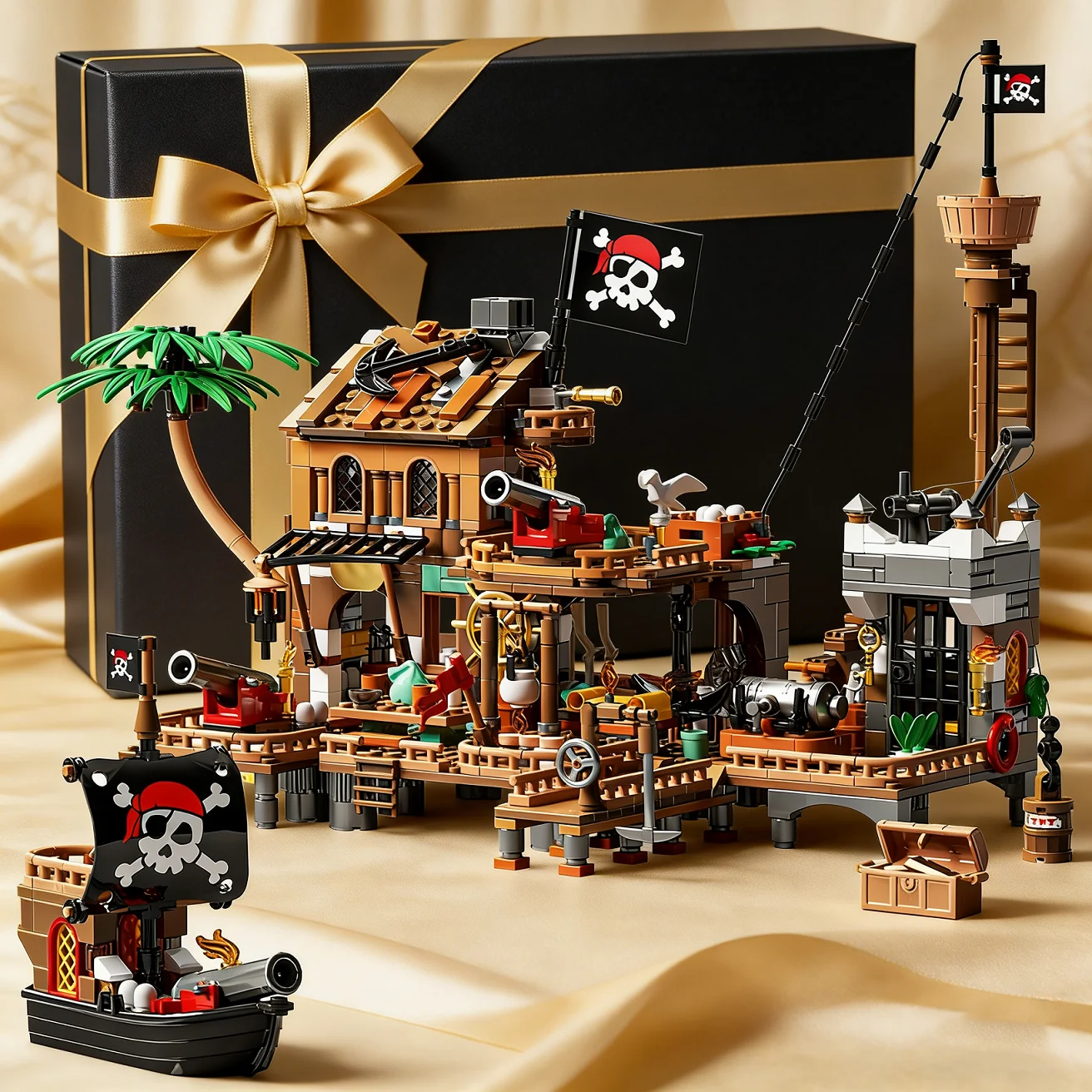 

Pirate Ship Building Toys, Pirate Wharf Themed City Store Building Bricks Sets for Boys Age 8-12,868 Pieces, Advent Calendar
