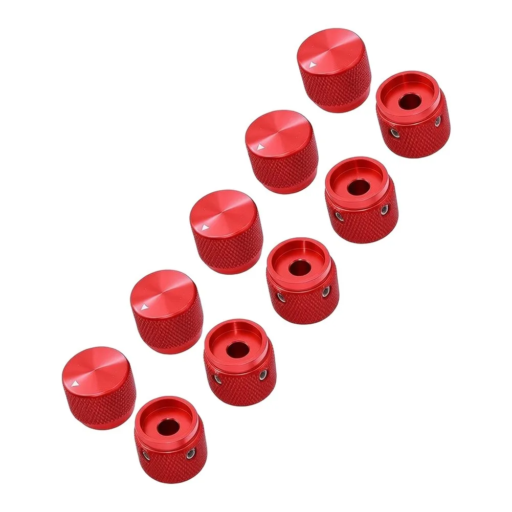 5pcs CNC Machined Aluminum Knob for 6mm Shaft Potentiometer Control with Adjustable Hole Wrench Red Blue Black Silver Yellow