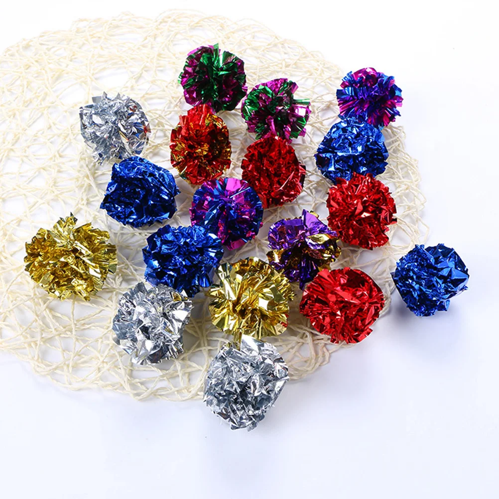 

24pcs Crinkle Cat Metallic Noise Making Interactive Kitten Exercise Balls For Cats Scratch Prevention Fun Pet Stimulation