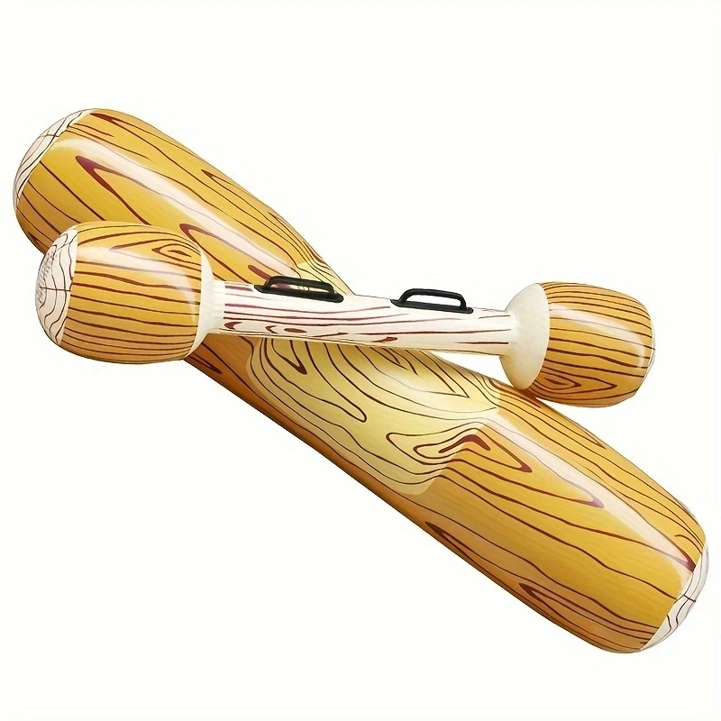 木目調インフレータブルブイキット、耐久性のあるPVC、楽しいウォータースポーツゲーム、夏のビーチやプールパーティーに最適、イエロー