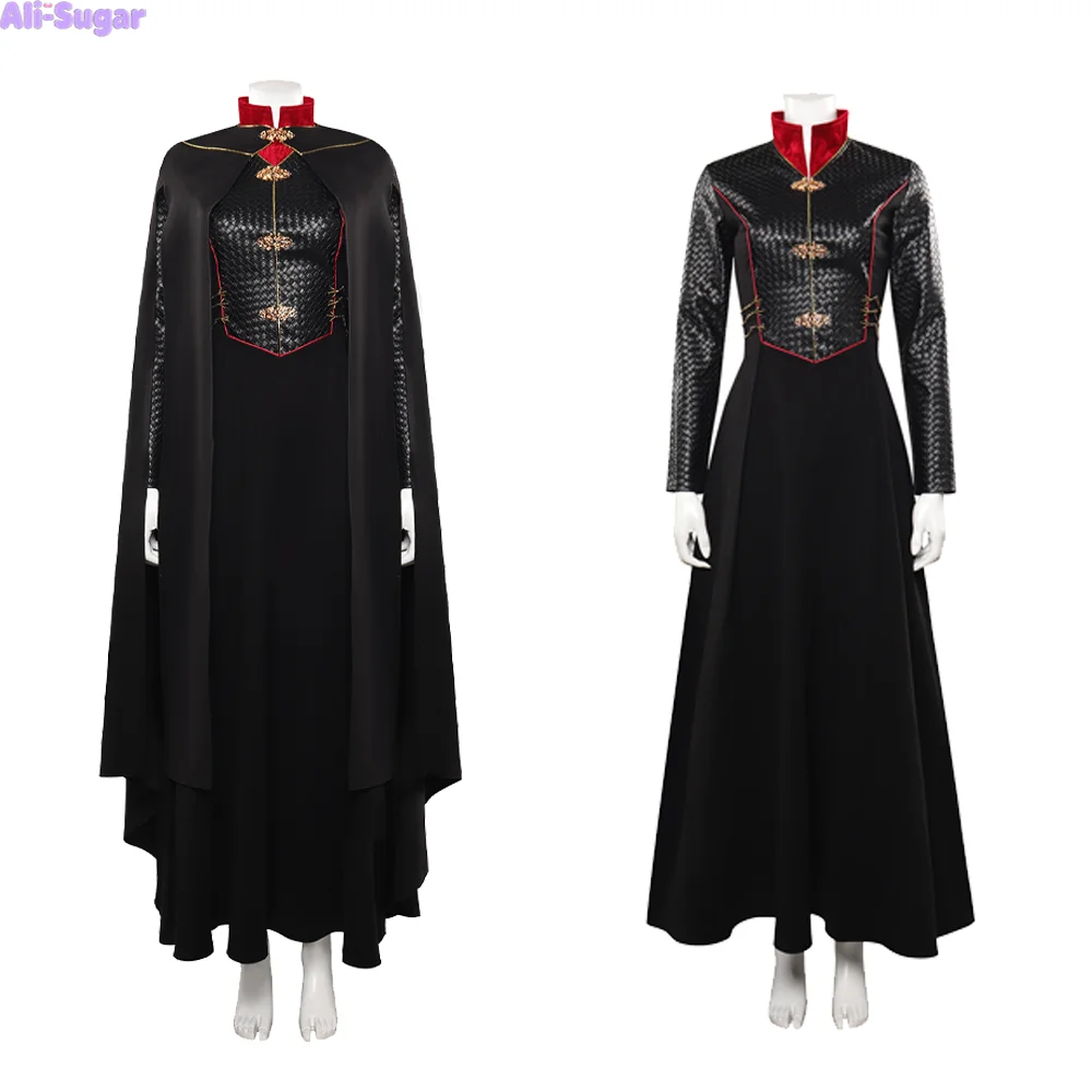 

Adult Women's Rhaenyra Cosplay Costume TV Dragon Black Dress Robe Cloak Cape Halloween Carnival Party Outfit Disguise Fantasy