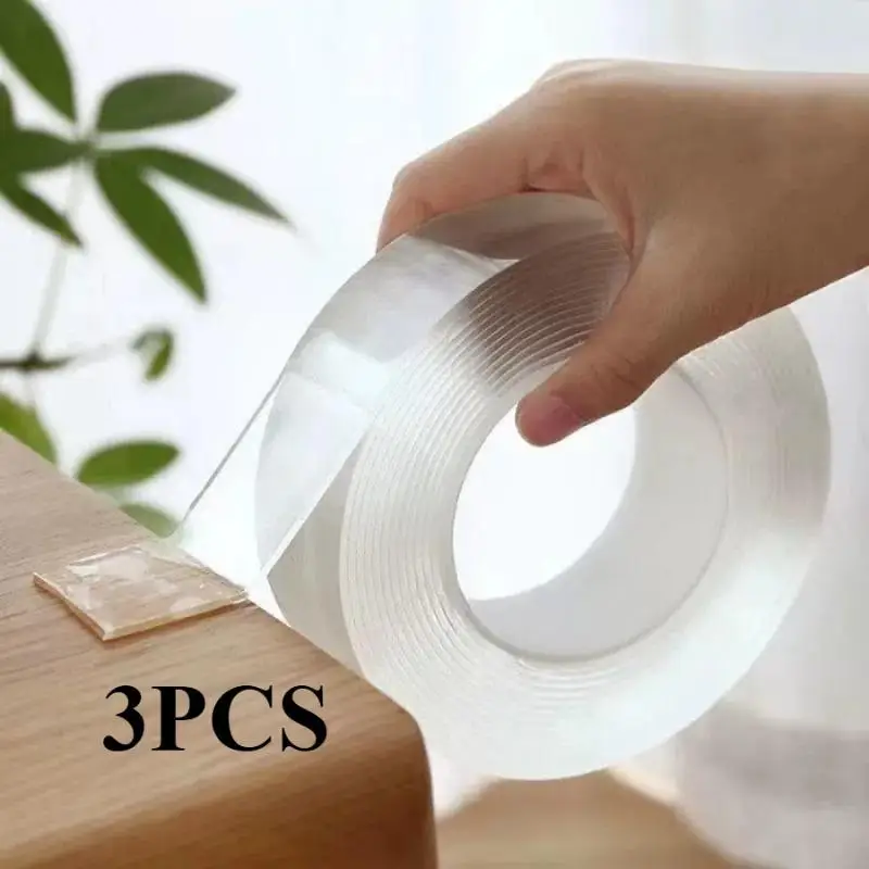 3 Rolls Nano Double Sided Tape High Viscosity Super Glue Washable Household Socket Fixing Magic Glue Non Marking