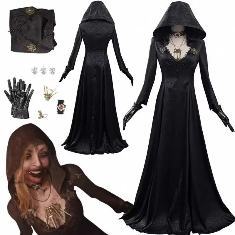 Moth Lady Evil Cosplay Remake Village Vampire Lady Dimitrescu Fantasy Costume Adult Women Dress Halloween Carnival Party Suit