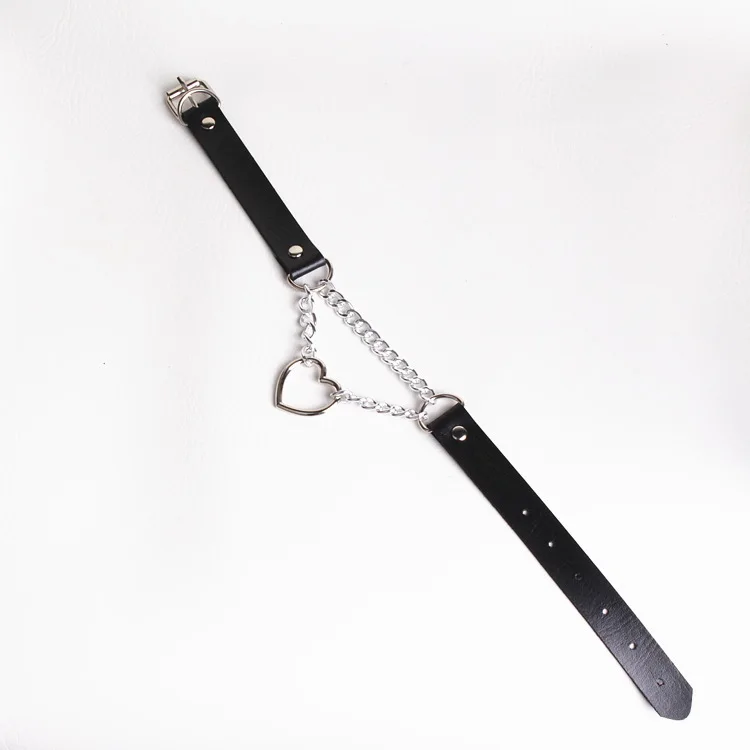 Ожерелье из искусственной кожи в стиле Харадзюку, украшение для воротника до ключиц в форме сердца персикового цвета, раб, БДСМ бондаж, аксе...