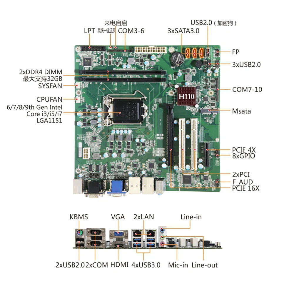 Ktb LGA1151 6/7/8/9Th Generation Intel Corei9/I7/I5/I3 Pentium/Celeron Mirco Atx Custom Industrial Pc Control Board Motherboards