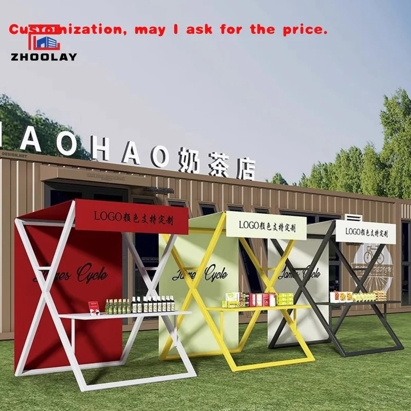custom.Activity Display Market Outdoor Mobile Shed Trade Show Street Stall Stand Market Stall Cart Portable Foldable Selling Boo