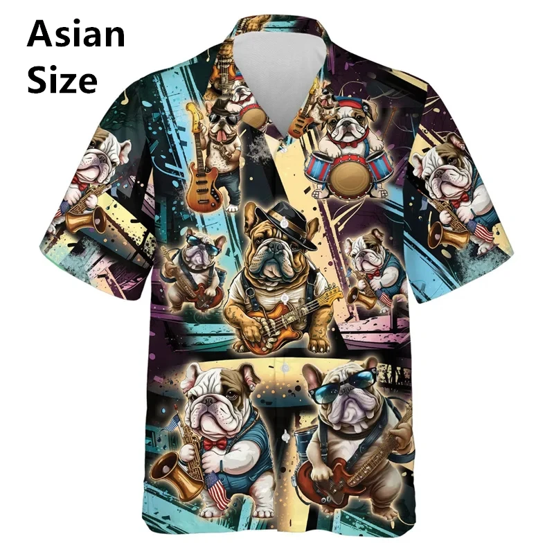 Hawaii Men Shirts 3D Print Funny Cartoon Animal Short-sleeve Tops Summer Casual Camisas De Hombre Fashion Funny Dachshund Shirt