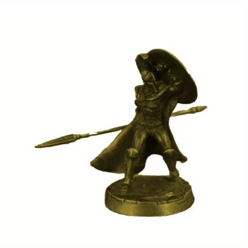 1Pc Ancient White Brass Spartan Rome Knight Figurines Miniatures Vintage Soldiers Model Statue Desktop Ornament Gift
