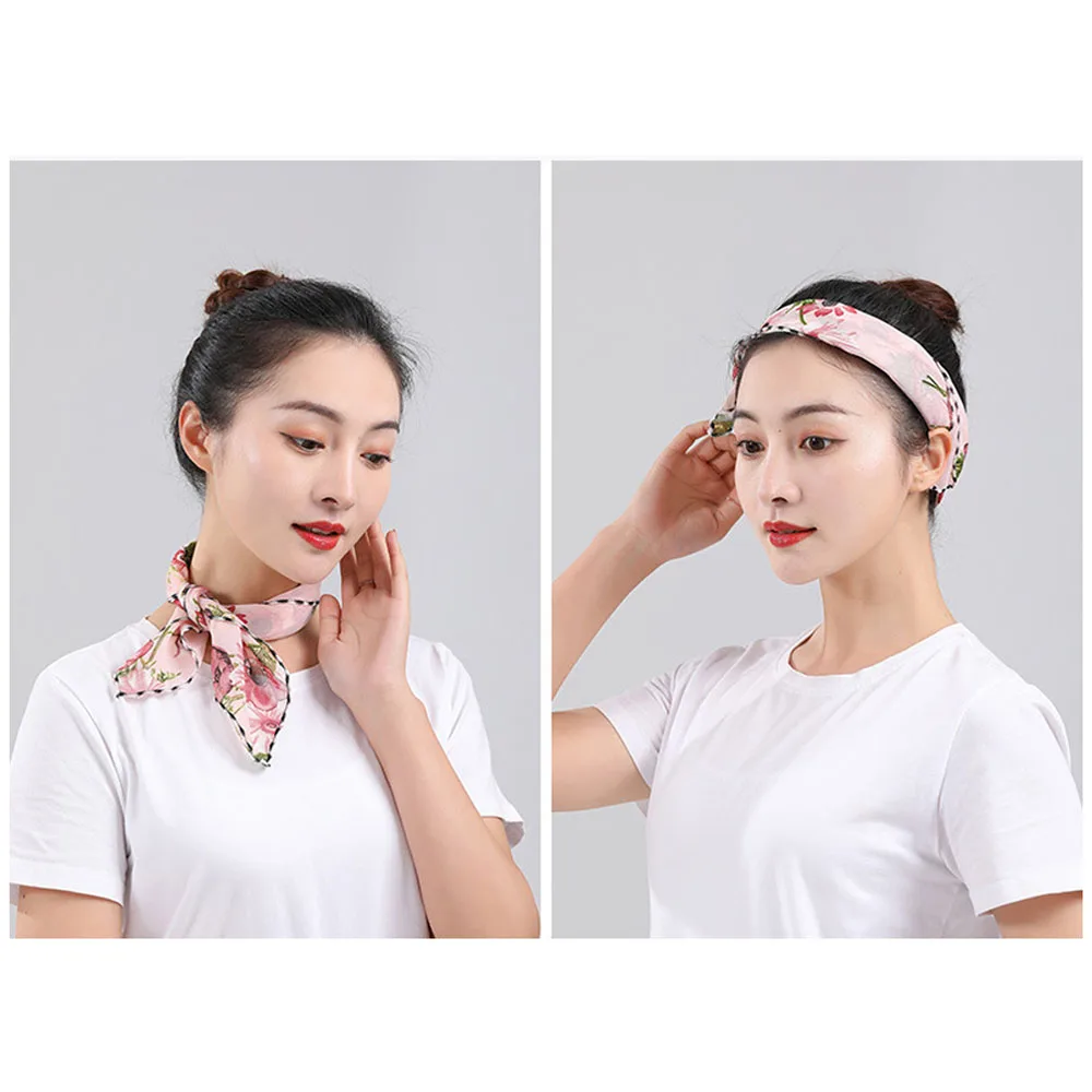 Summer Chiffon Neck Collar Scarf Women Head Thin Sunscreen Variety Small Silk UV Protection Scarf Mask Ice Silk Sunscreen Veil