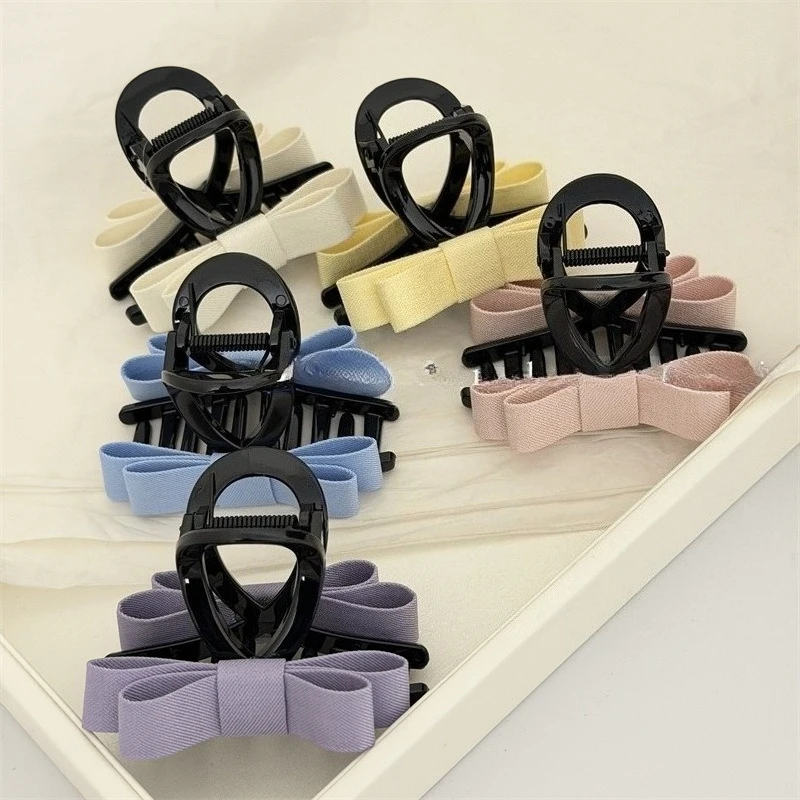 

Elegant Bow Hair Clip Sweet Fabric Bow Hair Claw Fashionable Hair Accessory for Women High Ponytail Claw Clip
