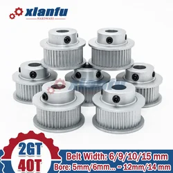 2GT 40 Teeth Timing Pulley BF Typt Bore 5/6/6.35/8/10/12/14mm Belt Width 6/9/10/15mm GT2 40T Synchronous Wheel For 3D Printer 2M