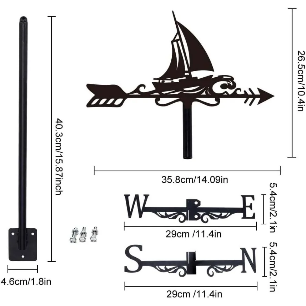 Weathervane for Roof Mount Vintage Sailboat Garden Stake Weathervanes Metal Wind Direction Indicator Wind Vane Signs making kit