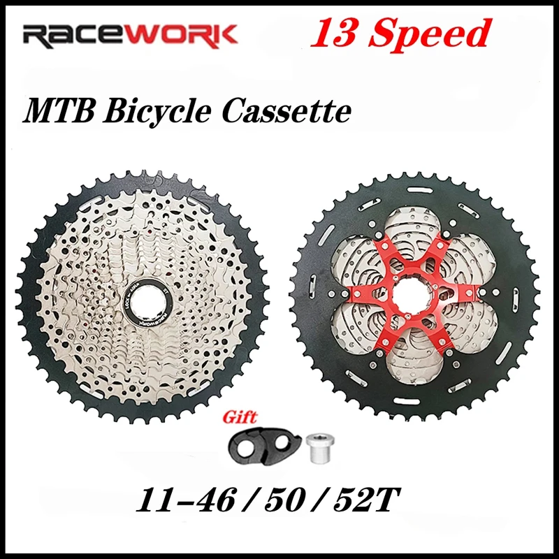 

RACEWORK MTB Bike Cassette 13 Speed 11- 46/50/52T Mountain Bike 13s Sprocket 13v Flywheel K7 For High End Riding AXS HG Hubs