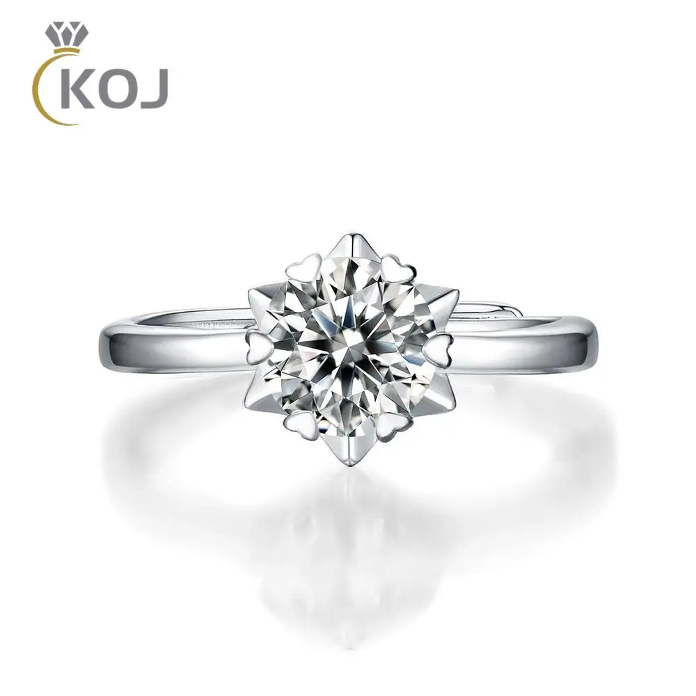 

Классическое кольцо KOJ из муассанита с шестью крапанами 1 карат, серебро 925 пробы, инкрустированное камнем VVS1, ювелирные изделия для женщин, кольцо для пар, Подарочная бижутерия