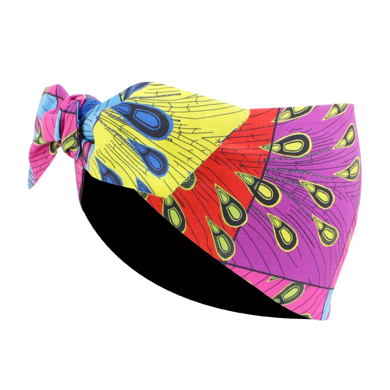 New Women's African Print Headband Elastic Sports Yoga Hair Band For Braids Curly Girls Salon Makeup Headwrap Turban Headwear - view 4