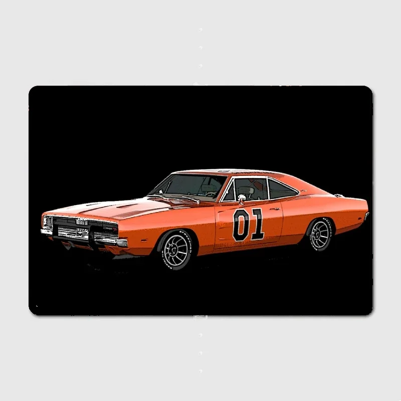 ملصق مطبوع عليه سيارة Dukes Of Hazard General Lee، ملصق معدني من القصدير، شاحنة داخلية وخارجية، بار منزلي، ديكور جدار المطبخ والقهوة #1
