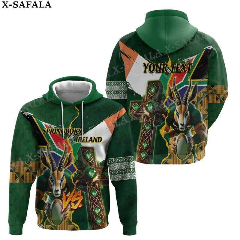 South Africa Rugby Go Springboks 3D Print Zipper Hoodie Men Pullover Sweatshirt Hooded Jersey Tracksuit Outwear Coat Casual-1