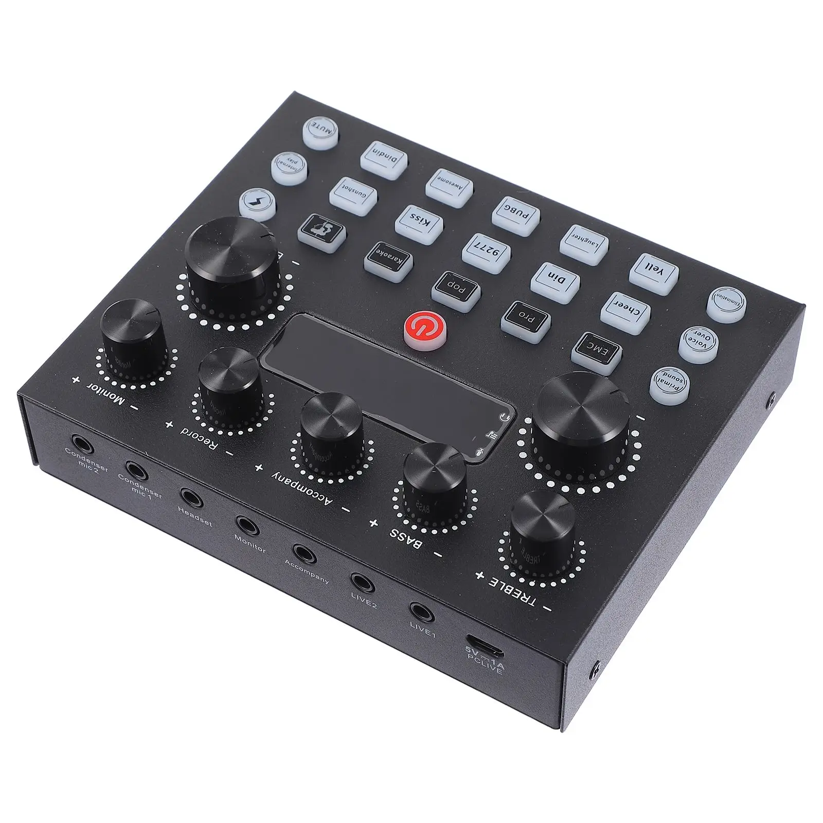 

Sound Card Podcast Equipment Voice Changer Sound Effect Board Music Mixer 12 Tones Reverb Compatible Phone Computer Tablet