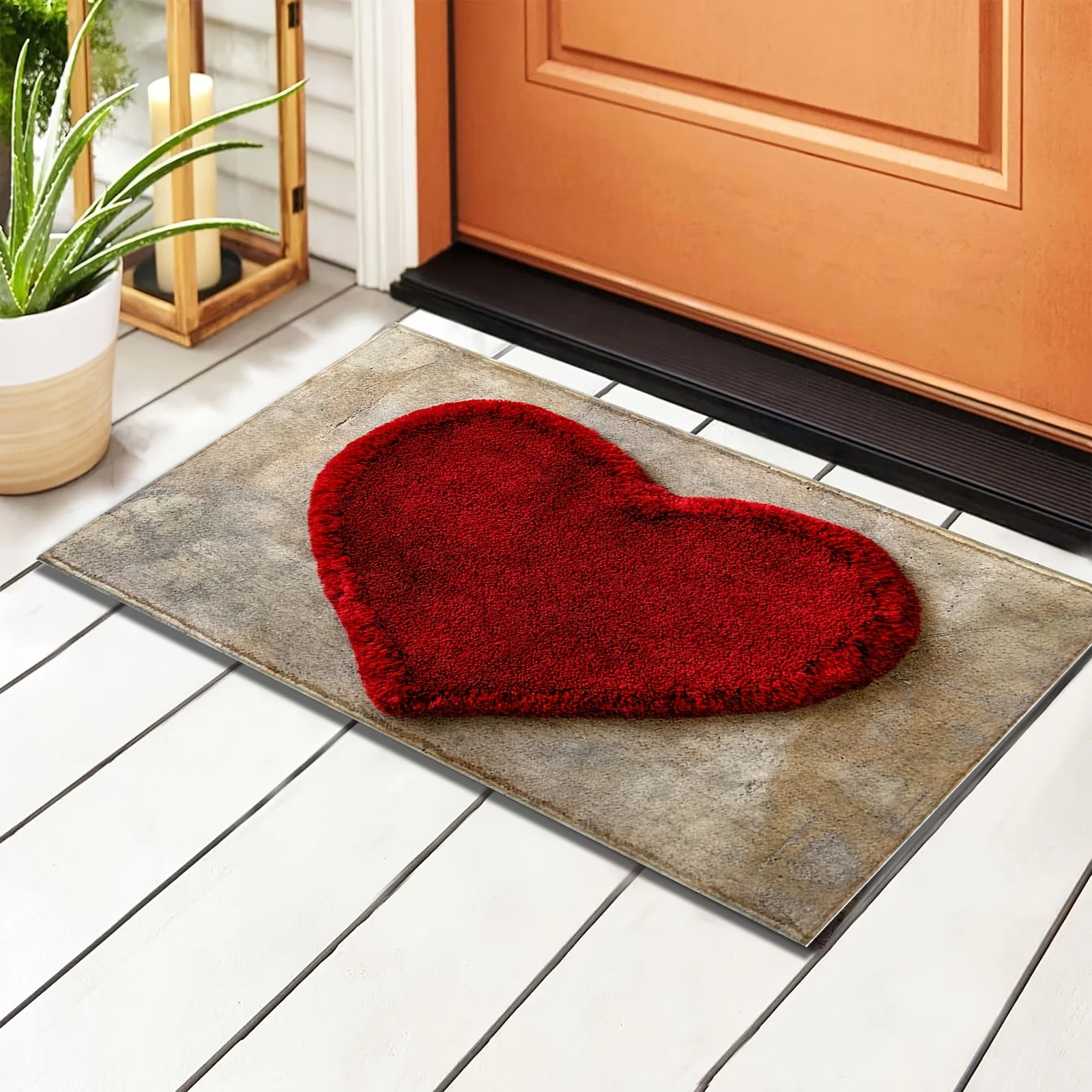 VIKAMA Valentine's Day Simple Heart-Shaped Pattern Carpet Soft And Comfortable Entrance Carpet For Home Decoration