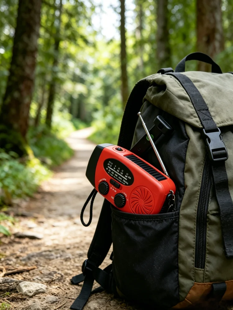 Nowe wielofunkcyjne radio solarne, przenośne radio z korbką do ładowania, radio awaryjne z ładowarką do telefonu i latarką do biwakowania na zewnątrz. — 2