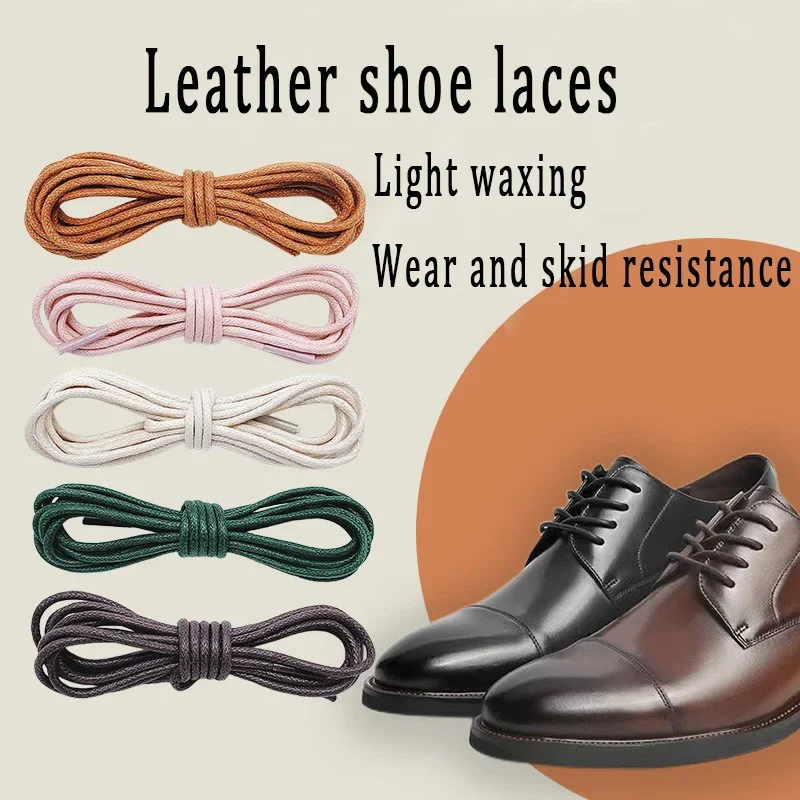 1Pair 2.5mm Length 60/90/100/120cm Cotton Waxed Shoelaces Round Oxford Shoe laces Boots Laces Waterproof Leather Shoelace