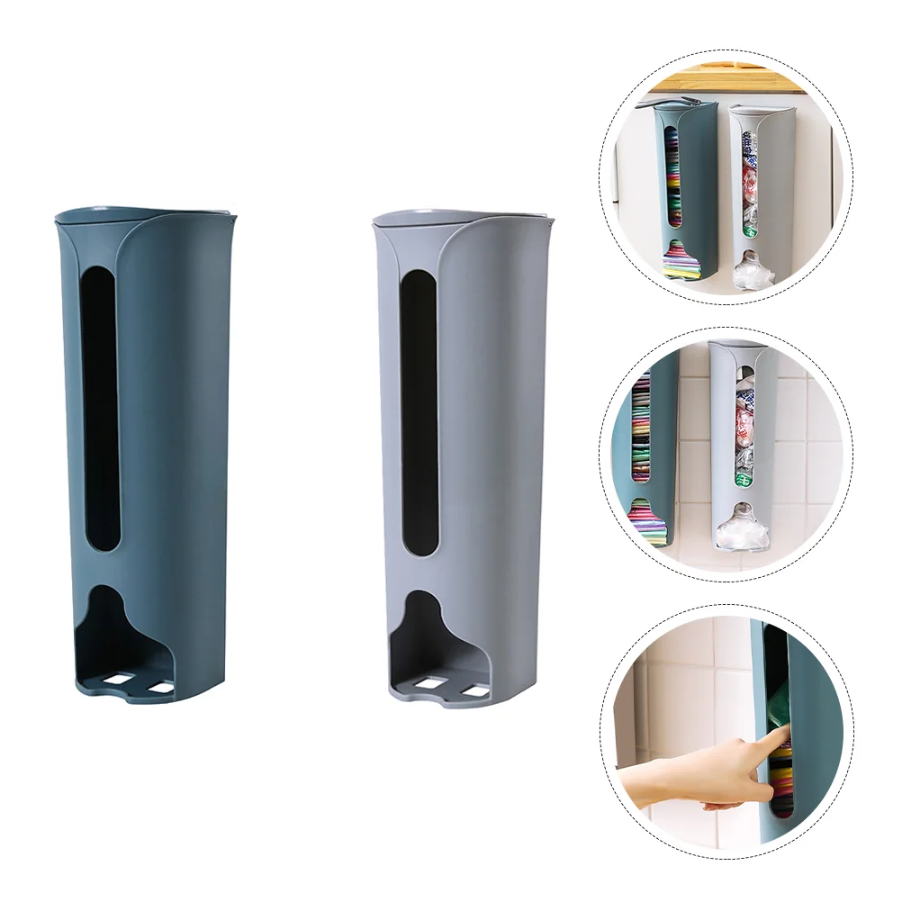 

2 Pcs Holder Plastic Bag Storage Box Coat Hanger Stand Wall Hanging Dispenser Clear Bags